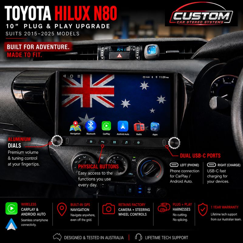 Toyota Hilux N80 2015 - 2025 9.0” Replacement Unit with Dials
